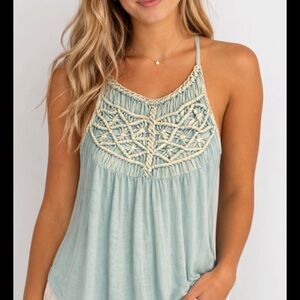 SOLD American Eagle Outfitters soft & sexy tank top blue crocheted BoHo.